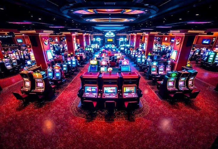Exciting neon-lit casino venue with dynamic sports betting screens in Philippines
